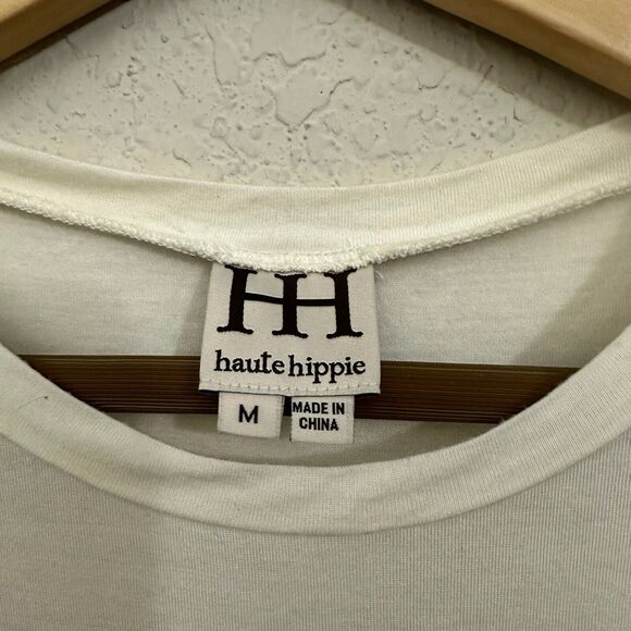 HAUTE HIPPIE Leopard Print Sheer Muscle Tank Top w Pocket in Ivory - Picture 6 of 9